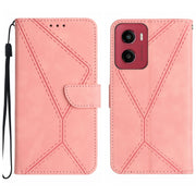 For Motorola Moto G05 Stitching Embossed Leather Phone Case(Pink)