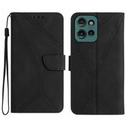 For Motorola Moto G15 Stitching Embossed Leather Phone Case(Black)
