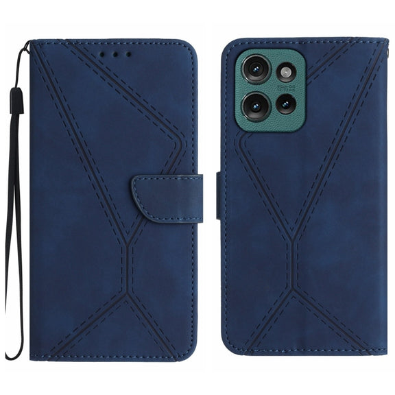 For Motorola Moto G15 Stitching Embossed Leather Phone Case(Blue)