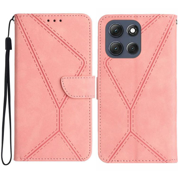 For Motorola Moto G86 5G Stitching Embossed Leather Phone Case(Pink)