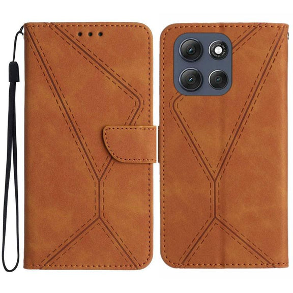 For Motorola Moto G56 5G Stitching Embossed Leather Phone Case(Brown)