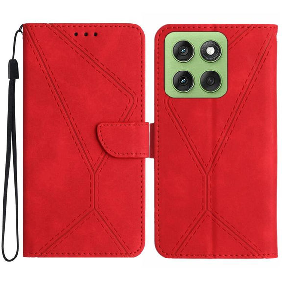 For Motorola Edge 60 Pro Stitching Embossed Leather Phone Case(Red)