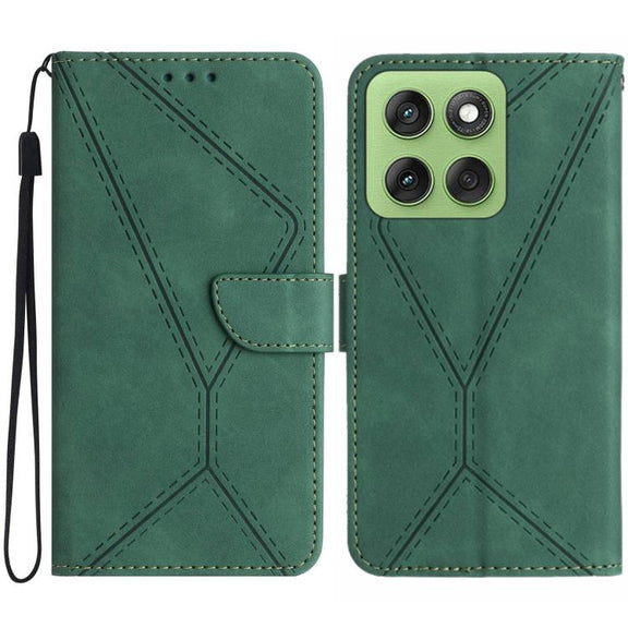 For Motorola Edge 60 Pro Stitching Embossed Leather Phone Case(Green)