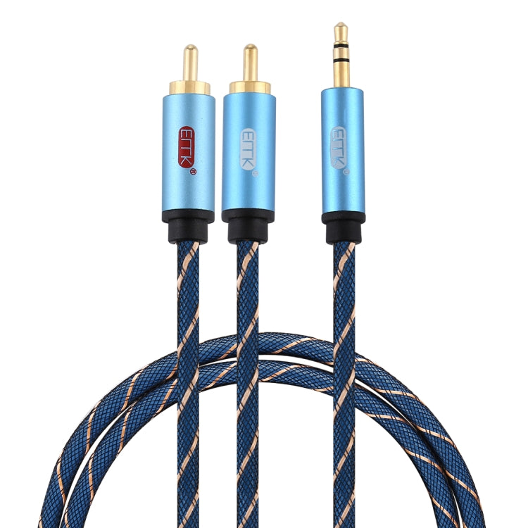 EMK 3.5mm Jack Male to 2 x RCA Male Gold Plated Connector Speaker Audio Cable, Cable Length:1m(Dark Blue) - free shipping - PMC Jewellery - Order now!