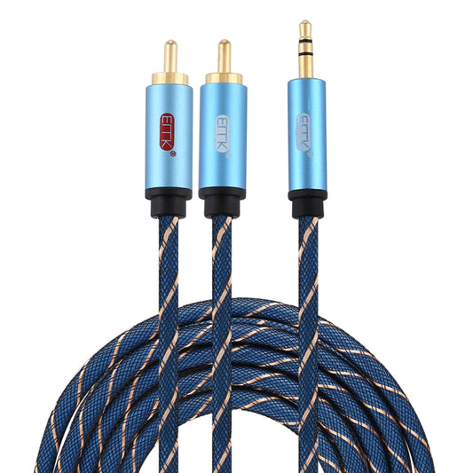 EMK 3.5mm Jack Male to 2 x RCA Male Gold Plated Connector Speaker Audio Cable, Cable Length:3m(Dark Blue) - free shipping - PMC Jewellery - Order now!