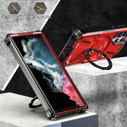 For Samsung Galaxy S22 Ultra 5G Armor Series Holder Phone Case(Black)