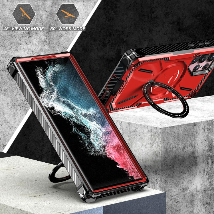 For Samsung Galaxy S22 Ultra 5G Armor Series Holder Phone Case(Black)