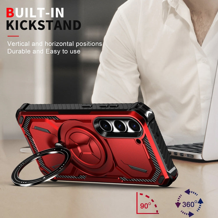 For Samsung Galaxy S24+ 5G Armor Series Holder Phone Case(Red) - Galaxy S24+ 5G Cases by PMC TechLife | Online Shopping South Africa | PMC TechLife
