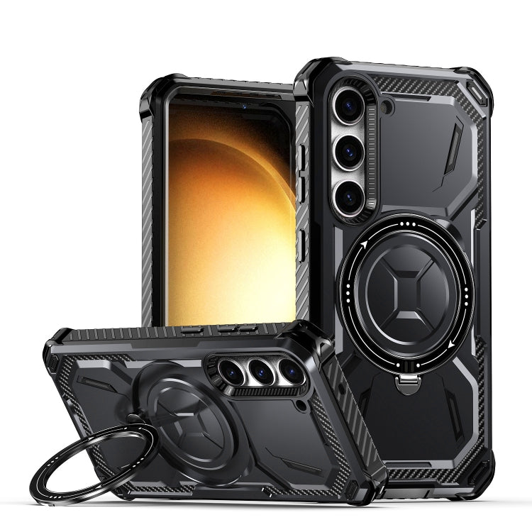 For Samsung Galaxy S24+ 5G Armor Series Holder Phone Case(Black) - Galaxy S24+ 5G Cases by PMC TechLife | Online Shopping South Africa | PMC TechLife