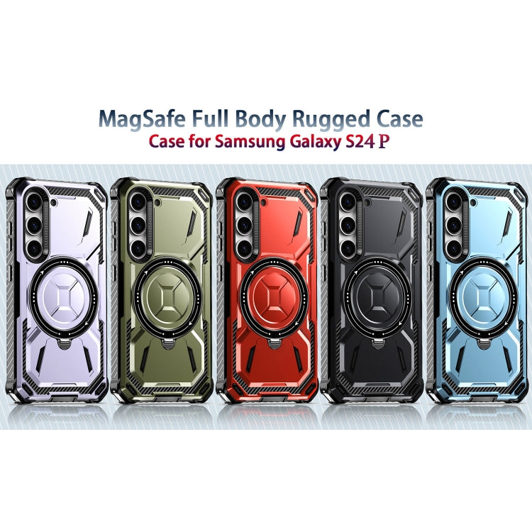 For Samsung Galaxy S24+ 5G Armor Series Holder Phone Case(Blue) - Galaxy S24+ 5G Cases by PMC TechLife | Online Shopping South Africa | PMC TechLife