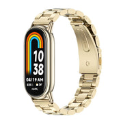 For Xiaomi Mi Band 8 / 9 / 9 NFC Mijobs Three Bead Stainless Steel Watch Band(Light Gold)