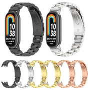 For Xiaomi Mi Band 8 / 9 / 9 NFC Mijobs Three Bead Stainless Steel Watch Band(Light Gold)