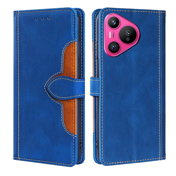 For Huawei Pura 70 5G Skin Feel Magnetic Buckle Leather Phone Case(Blue)