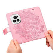 For Honor Magic6 Pro Seven-petal Flowers Embossing Leather Phone Case(Rose Gold)