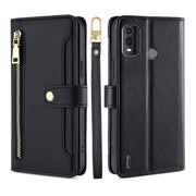For Nokia G11 Plus Lite Sheep Texture Cross-body Zipper Wallet Leather Phone Case(Black)