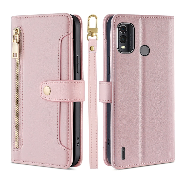 For Nokia G11 Plus Lite Sheep Texture Cross-body Zipper Wallet Leather Phone Case(Pink) - Nokia Cases by PMC TechLife | Online Shopping South Africa | PMC TechLife | Buy Now Pay Later Mobicred