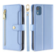 For Nokia C02 TA-1522 Lite Sheep Texture Cross-body Zipper Wallet Leather Phone Case(Blue) - Nokia Cases by PMC TechLife | Online Shopping South Africa | PMC TechLife | Buy Now Pay Later Mobicred
