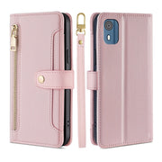 For Nokia C02 TA-1522 Lite Sheep Texture Cross-body Zipper Wallet Leather Phone Case(Pink)