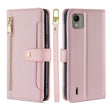 For Nokia C110 4G Lite Sheep Texture Cross-body Zipper Wallet Leather Phone Case(Pink) - Nokia Cases by PMC TechLife | Online Shopping South Africa | PMC TechLife | Buy Now Pay Later Mobicred