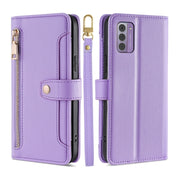 For Nokia G42 5G Lite Sheep Texture Cross-body Zipper Wallet Leather Phone Case(Purple)