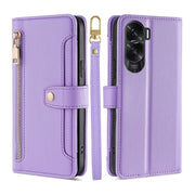 For Honor X50i 5G / 9 Lite Sheep Texture Cross-body Zipper Wallet Leather Phone Case(Purple)