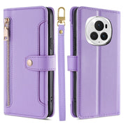 For Honor Magic6 Pro 5G Sheep Texture Cross-body Zipper Wallet Leather Phone Case(Purple)