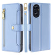 For Honor 200 5G Sheep Texture Cross-body Zipper Wallet Leather Phone Case(Blue) - Honor Cases by PMC TechLife | Online Shopping South Africa | PMC TechLife | Buy Now Pay Later Mobicred
