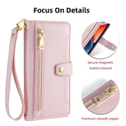 For Samsung Galaxy S24+ 5G Sheep Texture Cross-body Zipper Wallet Leather Phone Case(Pink)
