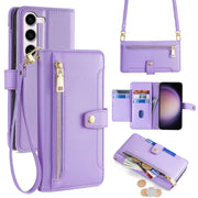 For Samsung Galaxy S24+ 5G Sheep Texture Cross-body Zipper Wallet Leather Phone Case(Purple)
