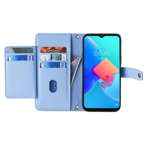 For Samsung Galaxy S24 Ultra 5G Sheep Texture Cross-body Zipper Wallet Leather Phone Case(Blue)
