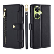 For OnePlus Nord CE 3 Lite 5G Sheep Texture Cross-body Zipper Wallet Leather Phone Case(Black)