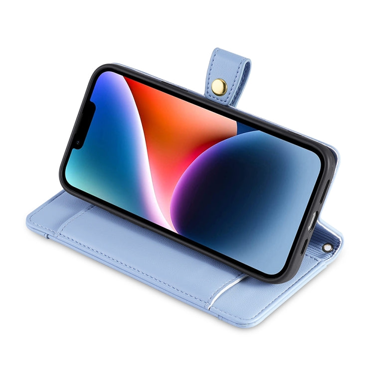 For OnePlus Nord CE 3 Lite 5G Sheep Texture Cross-body Zipper Wallet Leather Phone Case(Blue) - OnePlus Cases by PMC TechLife | Online Shopping South Africa | PMC TechLife | Buy Now Pay Later Mobicred