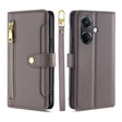 For OnePlus Nord CE3 5G Sheep Texture Cross-body Zipper Wallet Leather Phone Case(Grey) - OnePlus Cases by PMC TechLife | Online Shopping South Africa | PMC TechLife | Buy Now Pay Later Mobicred