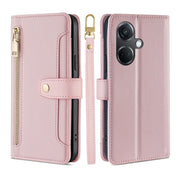 For OnePlus Nord CE3 5G Sheep Texture Cross-body Zipper Wallet Leather Phone Case(Pink)