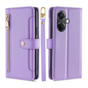 For OnePlus Nord CE3 5G Sheep Texture Cross-body Zipper Wallet Leather Phone Case(Purple)