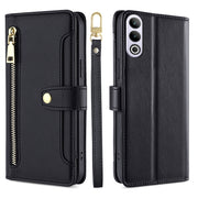 For OnePlus Ace 3V 5G Sheep Texture Cross-body Zipper Wallet Leather Phone Case(Black)