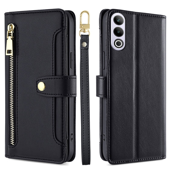 For OnePlus Ace 3V 5G Sheep Texture Cross-body Zipper Wallet Leather Phone Case(Black)