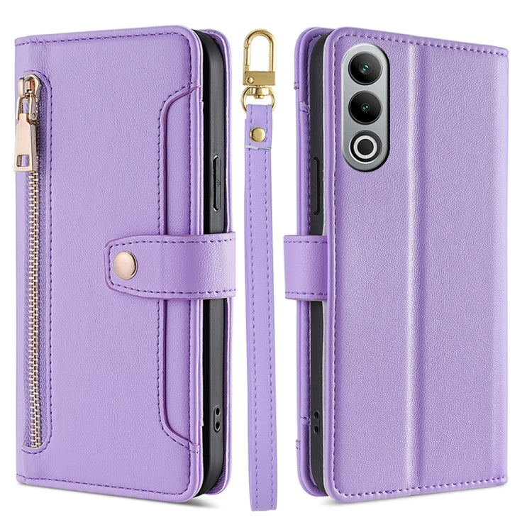 For OnePlus Nord CE4 Sheep Texture Cross-body Zipper Wallet Leather Phone Case(Purple) - free shipping - PMC TechLife - Order now!