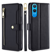 For OnePlus Nord CE 4 Lite 5G Sheep Texture Cross-body Zipper Wallet Leather Phone Case(Black) - OnePlus Cases by PMC TechLife | Online Shopping South Africa | PMC TechLife | Buy Now Pay Later Mobicred