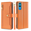 For OnePlus Nord CE 4 Lite 5G Sheep Texture Cross-body Zipper Wallet Leather Phone Case(Orange) - OnePlus Cases by PMC TechLife | Online Shopping South Africa | PMC TechLife | Buy Now Pay Later Mobicred