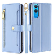 For OnePlus Nord CE 4 Lite 5G Sheep Texture Cross-body Zipper Wallet Leather Phone Case(Blue)