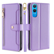 For OnePlus Nord CE 4 Lite 5G Sheep Texture Cross-body Zipper Wallet Leather Phone Case(Purple)