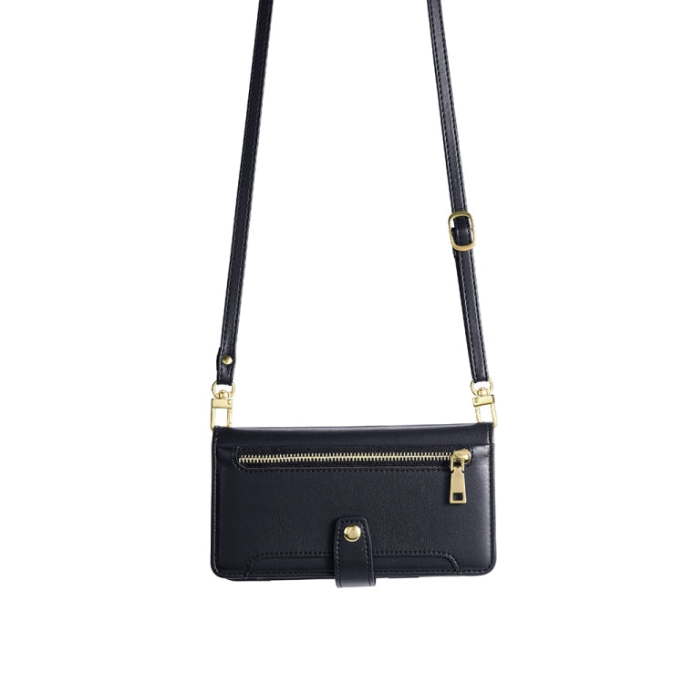 For Huawei nova 11 4G Sheep Texture Cross-body Zipper Wallet Leather Phone Case(Black) - Huawei Cases by PMC TechLife | Online Shopping South Africa | PMC TechLife | Buy Now Pay Later Mobicred