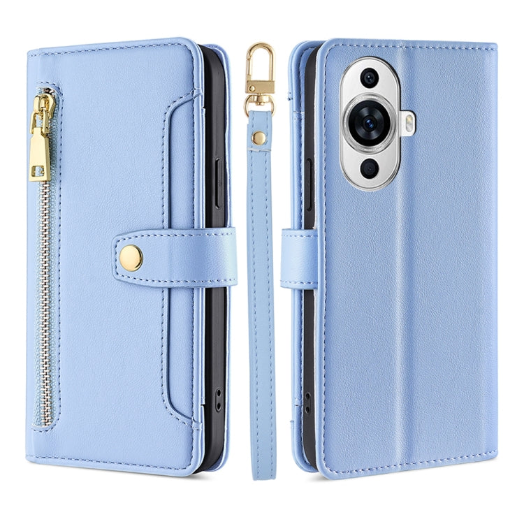 For Huawei nova 11 4G Sheep Texture Cross-body Zipper Wallet Leather Phone Case(Blue) - Huawei Cases by PMC TechLife | Online Shopping South Africa | PMC TechLife | Buy Now Pay Later Mobicred