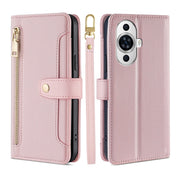 For Huawei nova 11 4G Sheep Texture Cross-body Zipper Wallet Leather Phone Case(Pink)