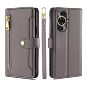For Huawei nova 11 Pro 4G / 11 Ultra 4G Sheep Texture Cross-body Zipper Wallet Leather Phone Case(Grey)
