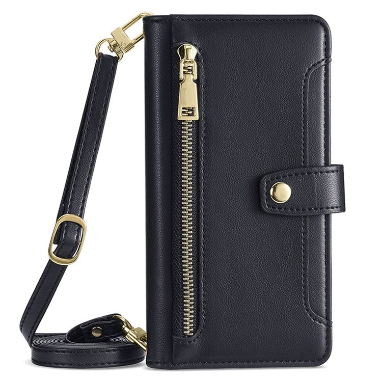 For Huawei nova 12i 4G Sheep Texture Cross-body Zipper Wallet Leather Phone Case(Black) - Huawei Cases by PMC TechLife | Online Shopping South Africa | PMC TechLife | Buy Now Pay Later Mobicred