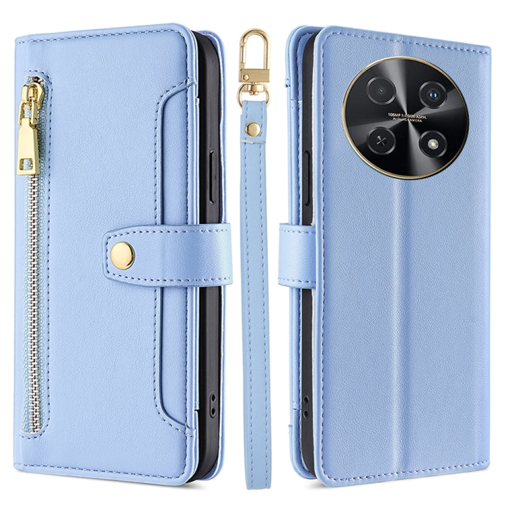 For Huawei nova 12i 4G Sheep Texture Cross-body Zipper Wallet Leather Phone Case(Blue) - Huawei Cases by PMC TechLife | Online Shopping South Africa | PMC TechLife | Buy Now Pay Later Mobicred