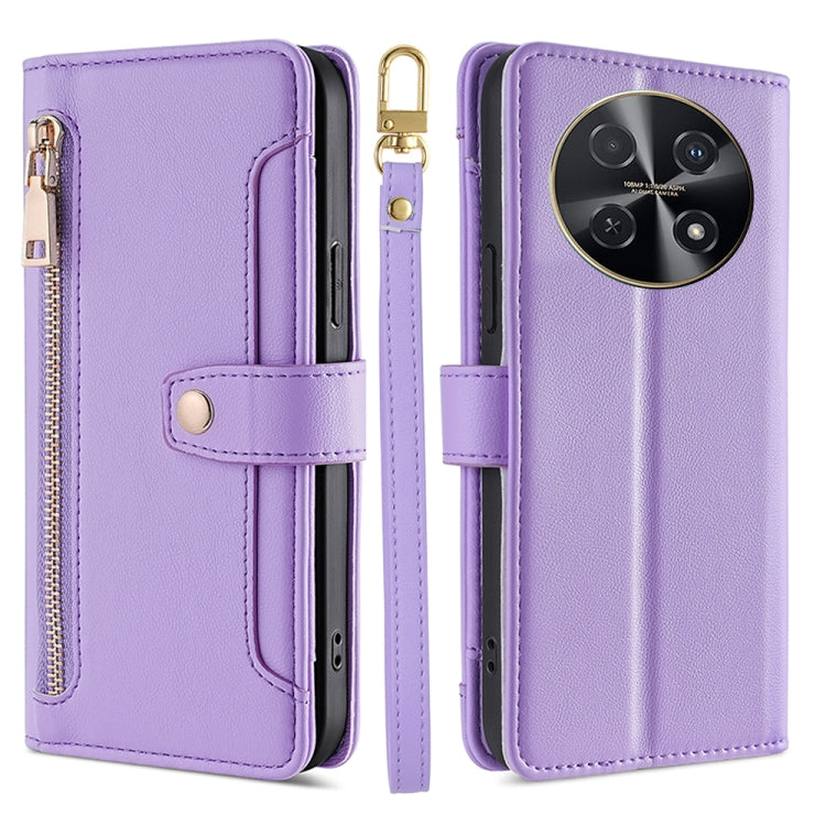 For Huawei nova 12i 4G Sheep Texture Cross-body Zipper Wallet Leather Phone Case(Purple) - Huawei Cases by PMC TechLife | Online Shopping South Africa | PMC TechLife | Buy Now Pay Later Mobicred