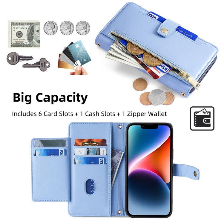 For Huawei Pura 70 Pro / 70 Pro+ 5G Sheep Texture Cross-body Zipper Wallet Leather Phone Case(Blue) - Huawei Cases by PMC Jewellery | Online Shopping South Africa | PMC Jewellery | Buy Now Pay Later Mobicred
